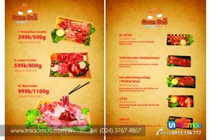 In menu lấy ngay giá rẻ tại Hàng Bông, Thợ Nhuộm, Nguyễn Trãi Hà Nội